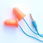 Classic Orange Foam Earplugs that work like Earphones by plugfones