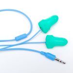 Plugfones Hearing Loss Prevention Earplug Earphones Custom Colors - Green Plugs Blue Cord