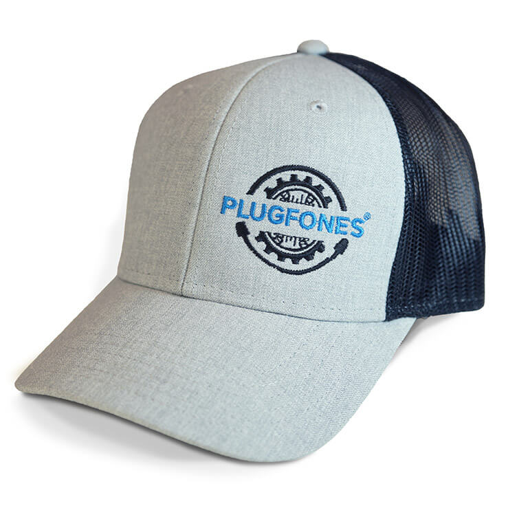 PLUGFONES Trucker Hat (textured-grey-bill-black-mesh) Product Main Image